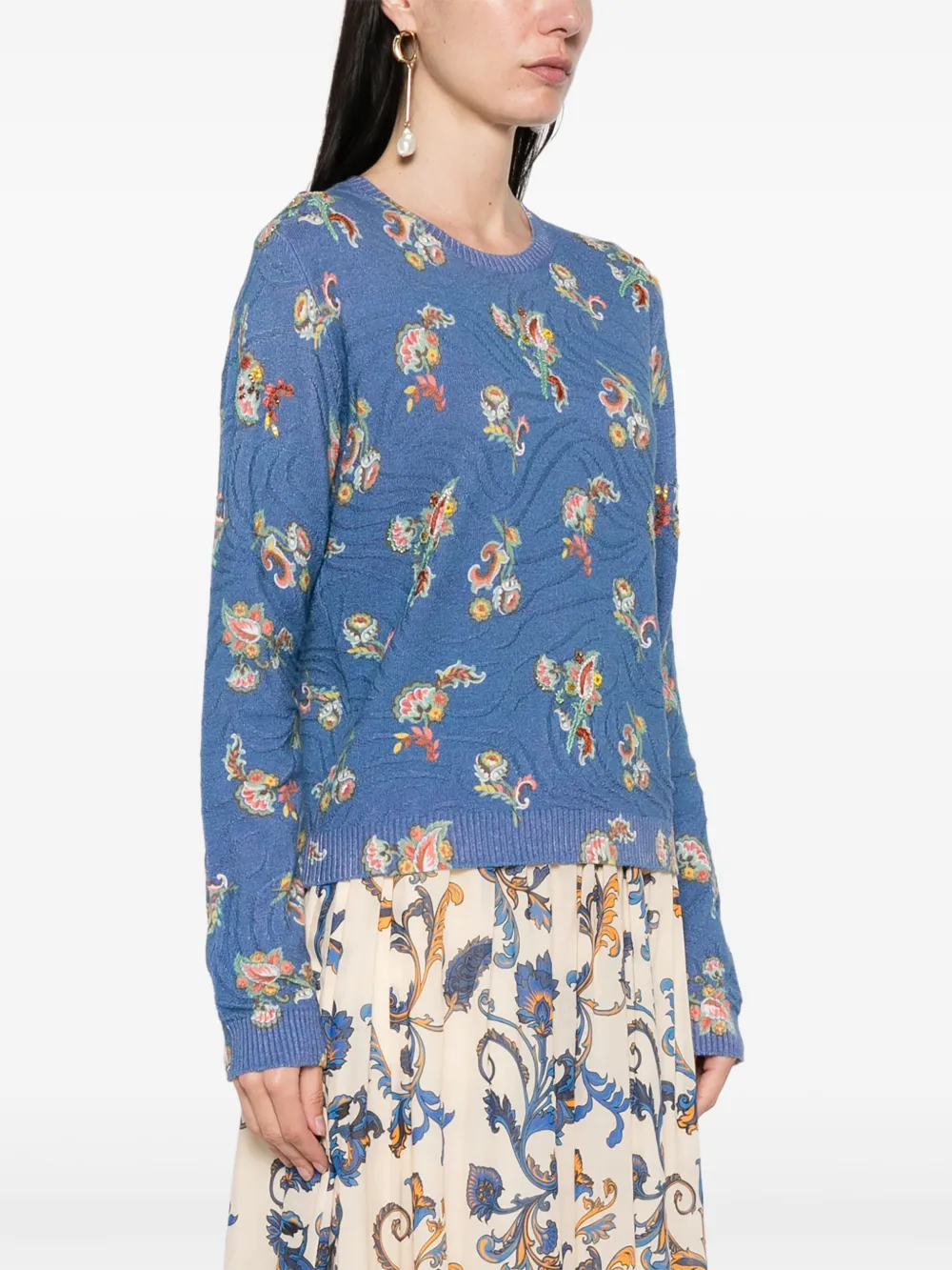 ETRO Top met bloemen jacquard Blauw