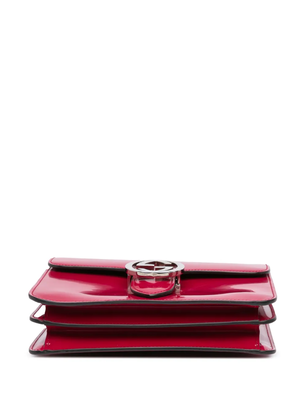 Pre-owned Gucci 2016-2024 Small Polished Calfskin Interlocking G Dollar Crossbody Bag In Red
