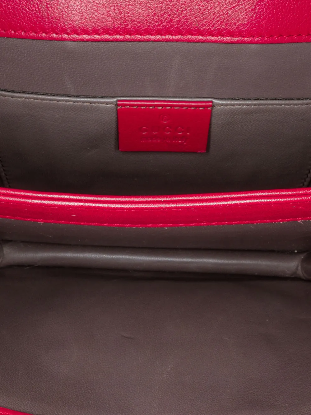 Pre-owned Gucci 2016-2024 Small Polished Calfskin Interlocking G Dollar Crossbody Bag In Red