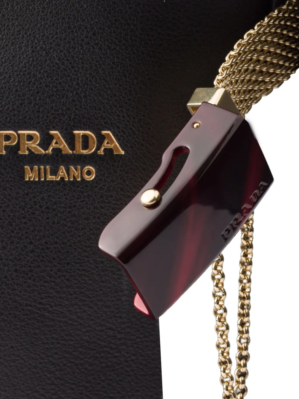 Prada Leren bucket-tas met gesp Zwart