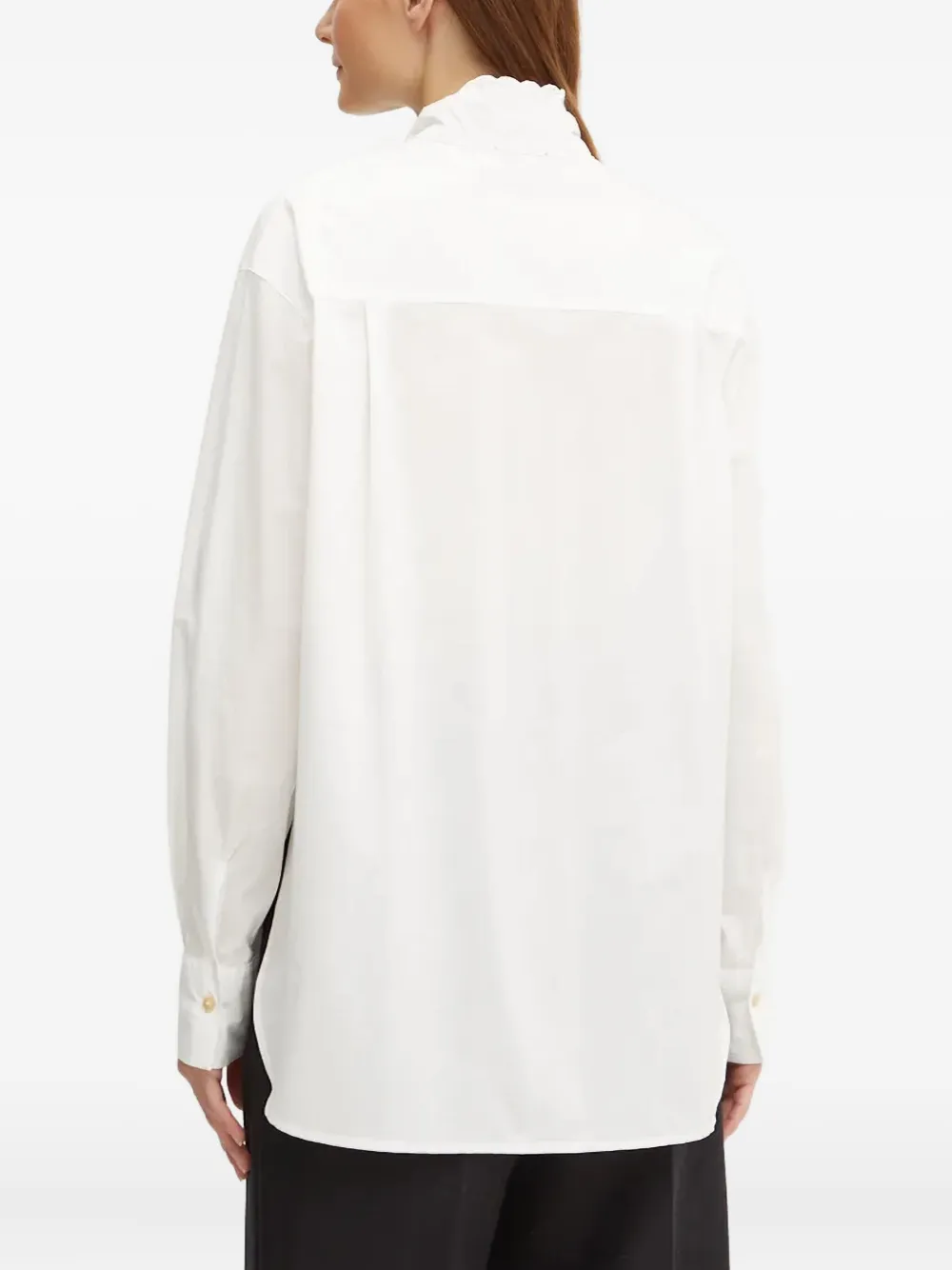 Forte Katoenen blouse met gestrikte hals Wit