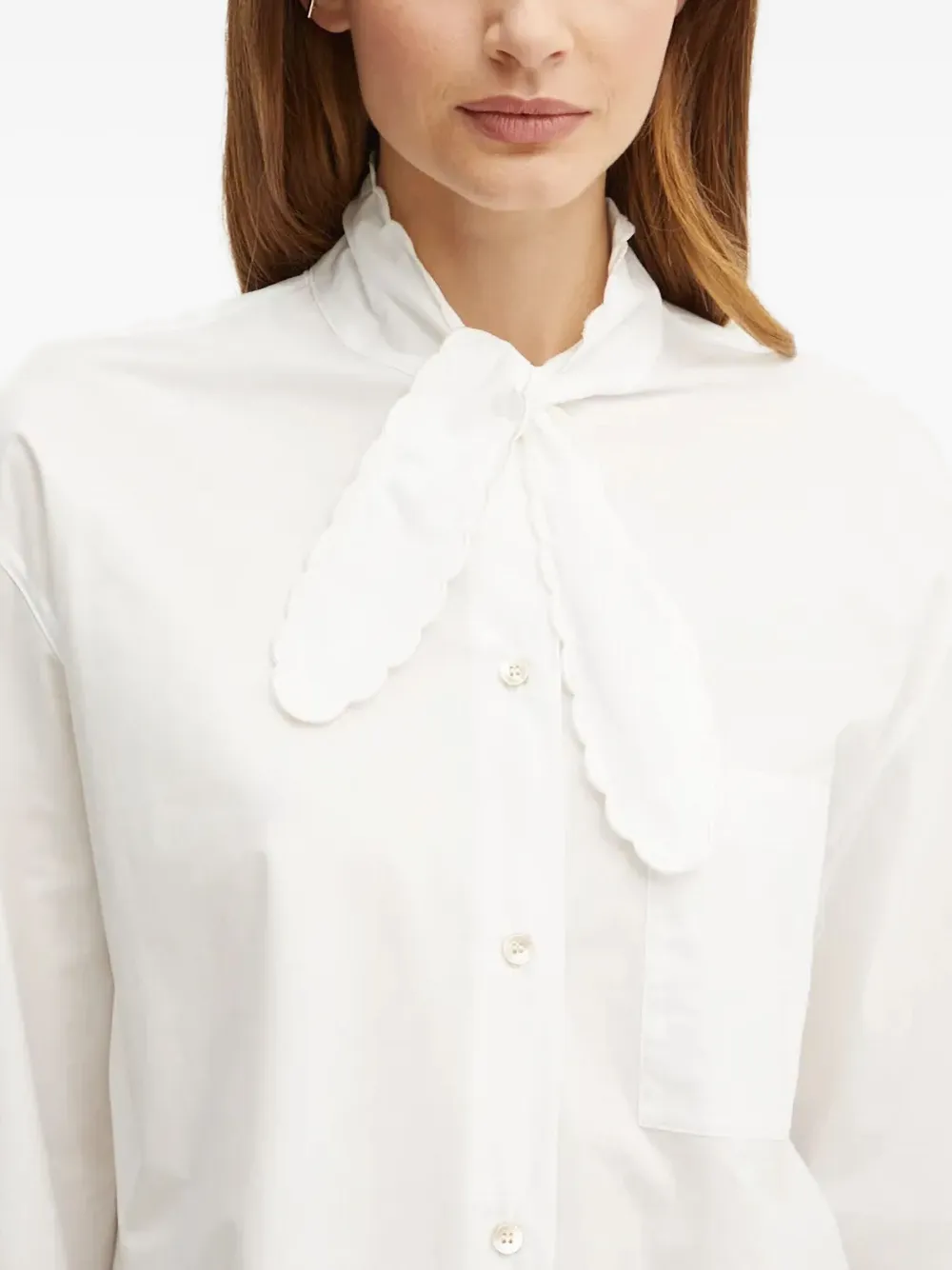 Forte Katoenen blouse met gestrikte hals Wit