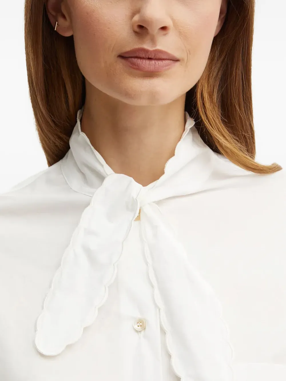 Forte Katoenen blouse met gestrikte hals Wit
