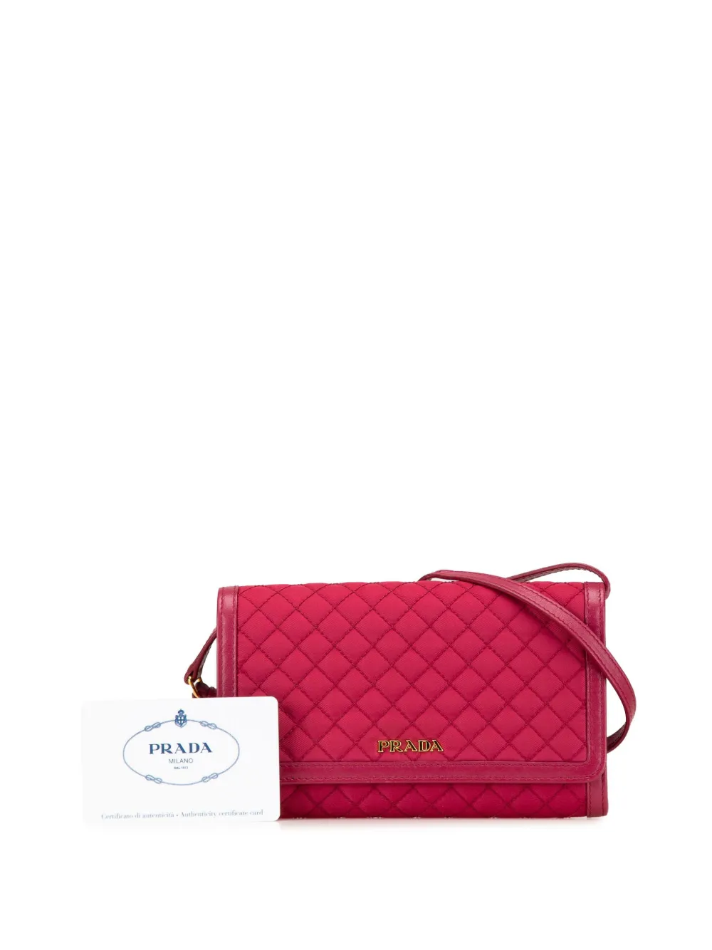 Prada Pre-Owned 2000-2024 Tessuto Impuntu Wallet on Strap crossbody bag - Roze