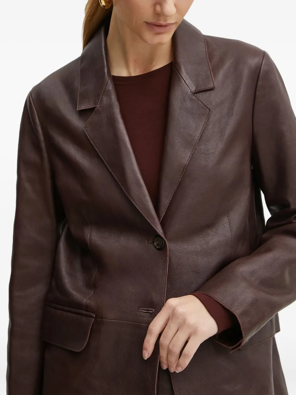 Forte Forte Leather Single-breasted Blazer In Brown