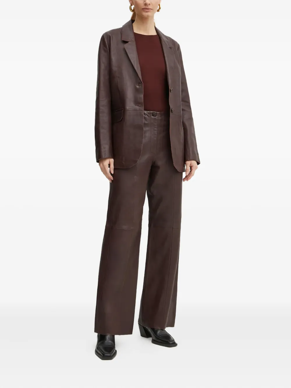 Forte Forte Leather Single-breasted Blazer In Brown