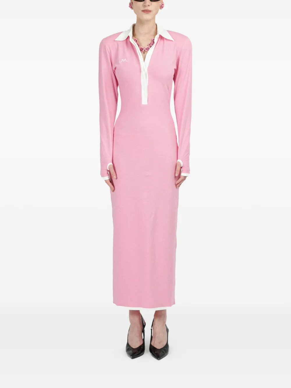 Rowen Rose long-sleeves jersey midi dress - Roze