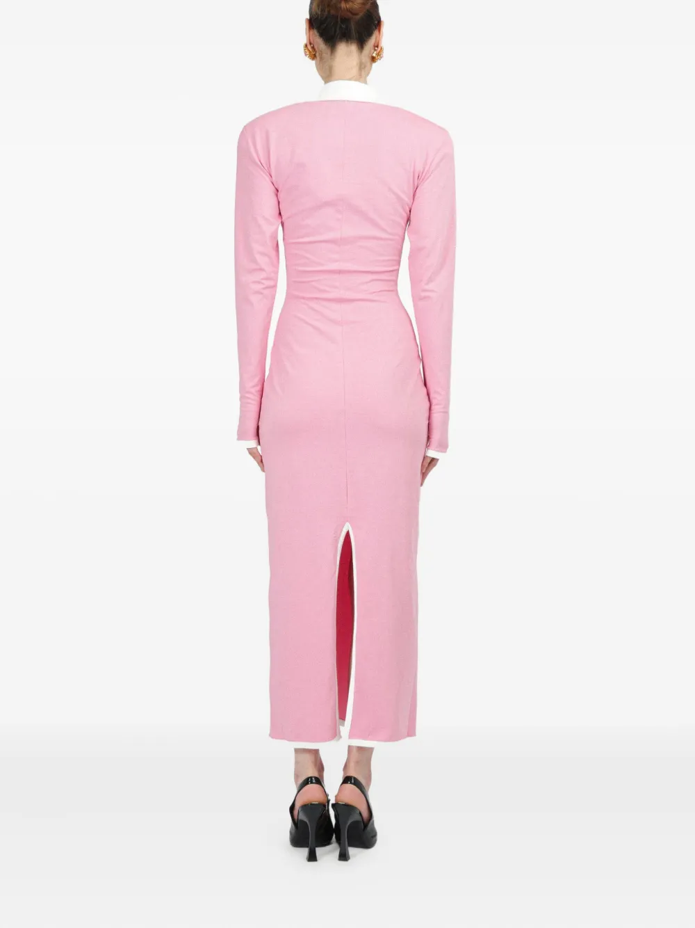 ROWEN ROSE LONG-SLEEVES JERSEY MIDI DRESS