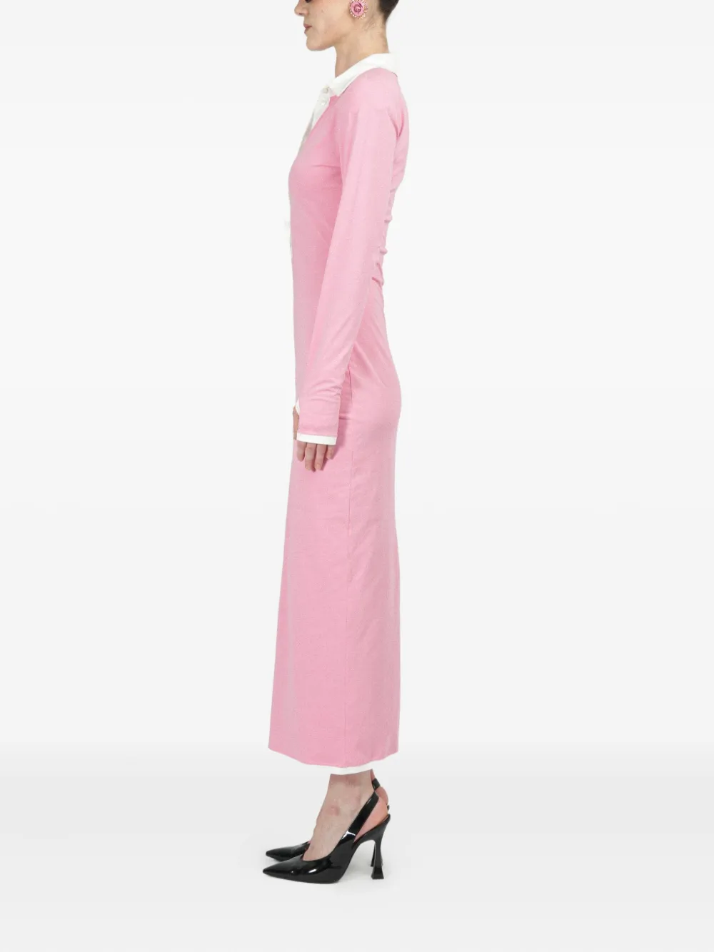 ROWEN ROSE LONG-SLEEVES JERSEY MIDI DRESS