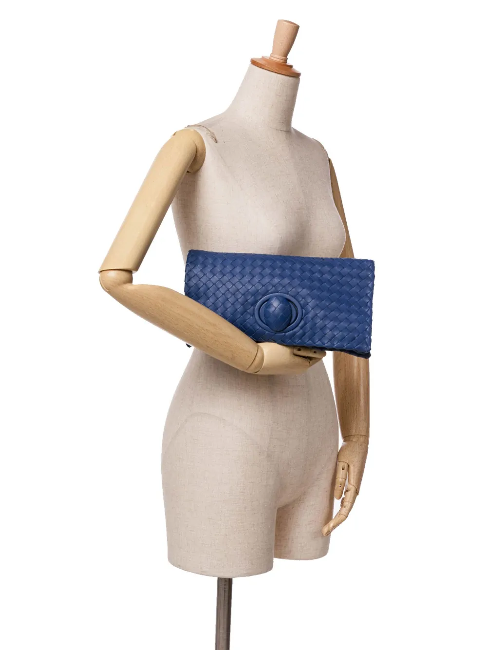 Bottega Veneta Pre-Owned 2012-2024 Nappa Intrecciato Fold Over Turn Lock clutch bag - Blauw