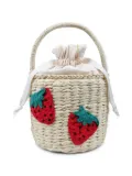 Stella McCartney Kids embroidered straw bucket bag - Neutrals