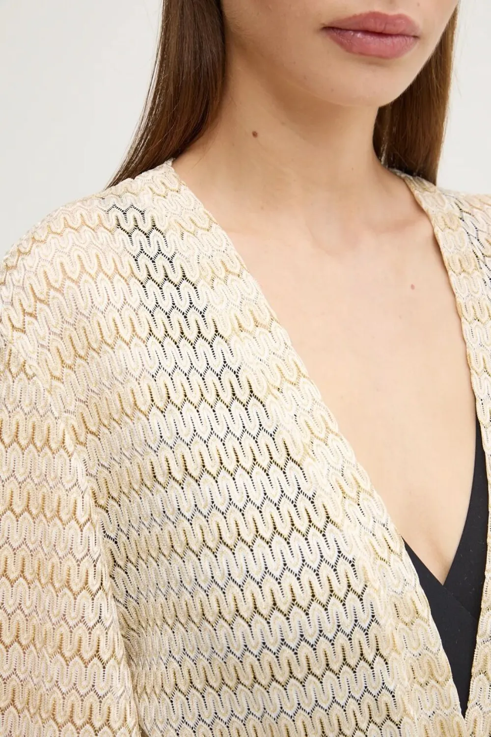 Melissa Odabash Gebreide jurk met klokmouwen Beige