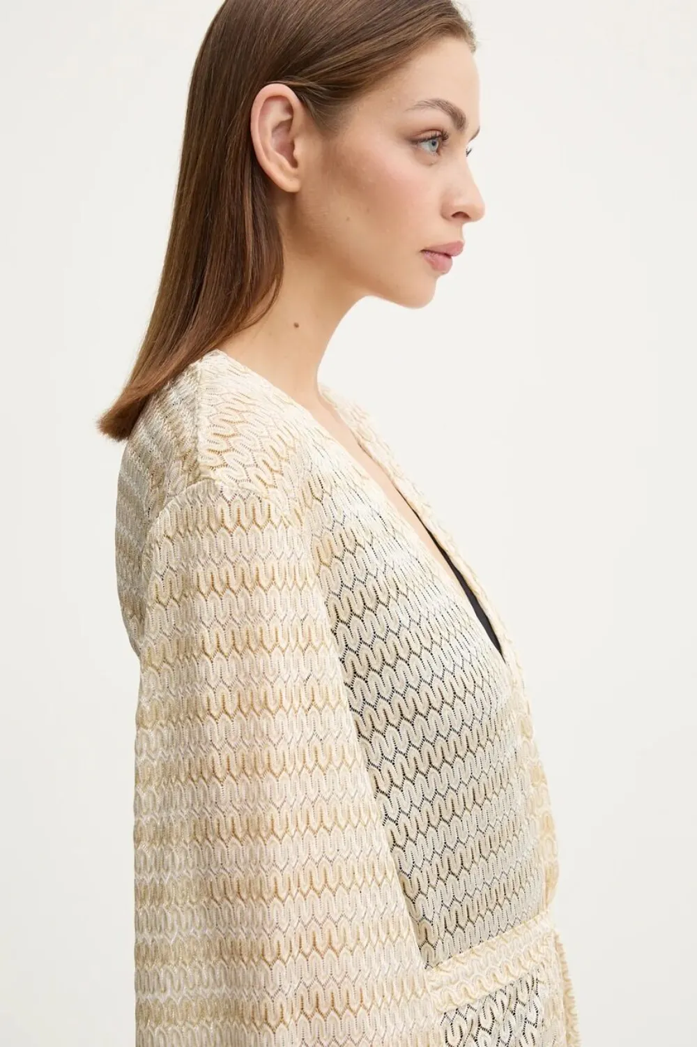 Melissa Odabash Gebreide jurk met klokmouwen Beige