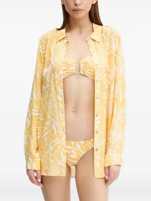 Melissa Odabash leaf-print button-down shirt