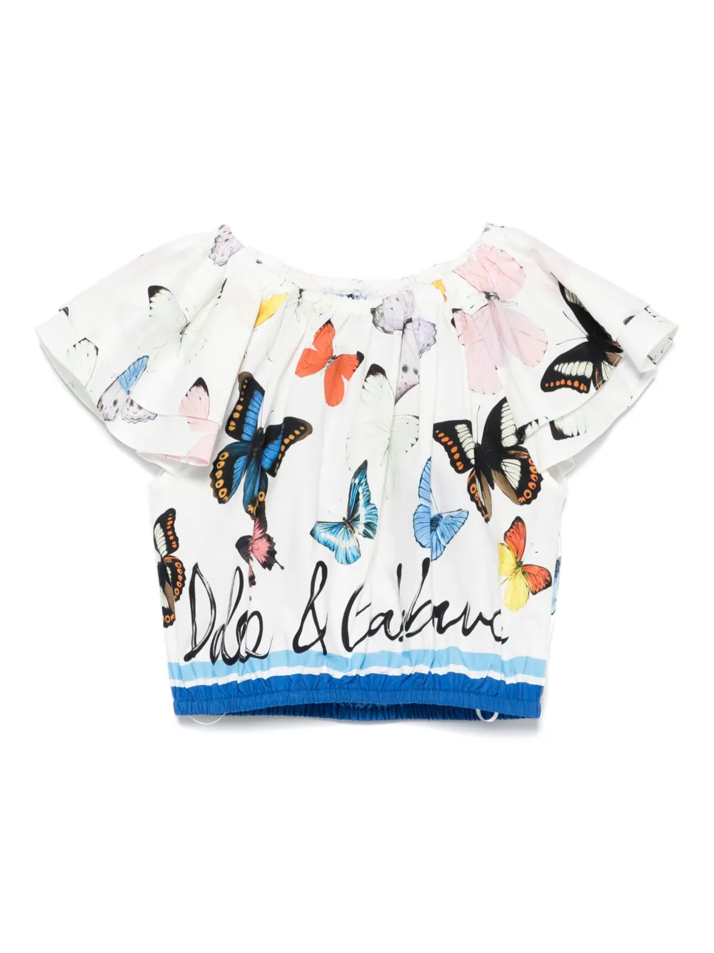Dolce & Gabbana Butterfly-print Poplin Blouse In White