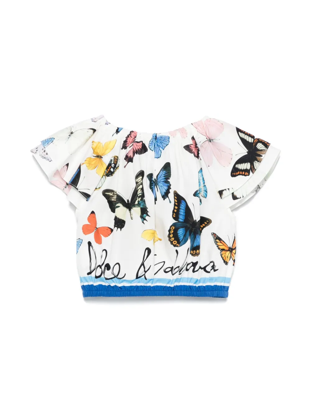 Dolce & Gabbana Kids butterfly-print poplin blouse - Wit