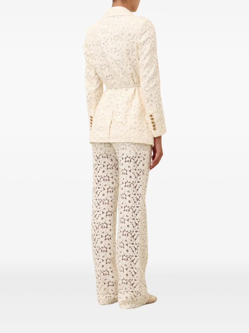 Zimmermann Illuminate Lace Belted Jacket In Neutrals
