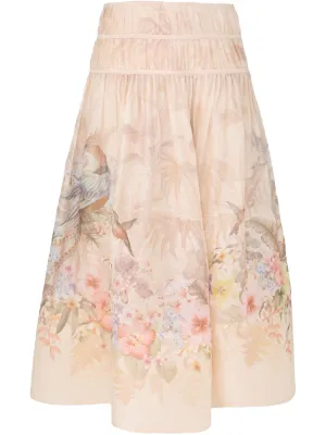 スカート ZIMMERMANN Women Mid Skirts 3267SS251S25GVSCP YELLOW Zimmermann Acacia Scallop Midi Skirt Yellow Floral