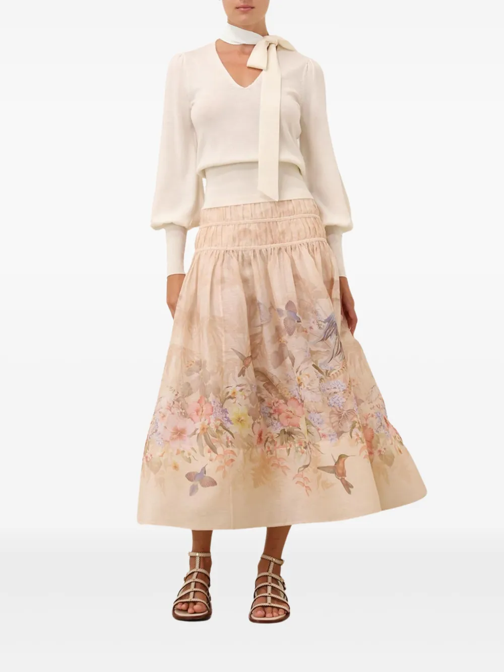 ZIMMERMANN Illuminate midi skirt - Beige