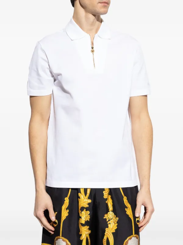 Versace メドゥーサ ジップアップ ポロシャツ | ホワイト