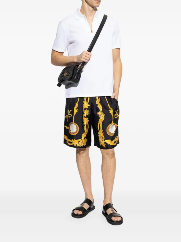 Versace メドゥーサ ジップアップ ポロシャツ | ホワイト