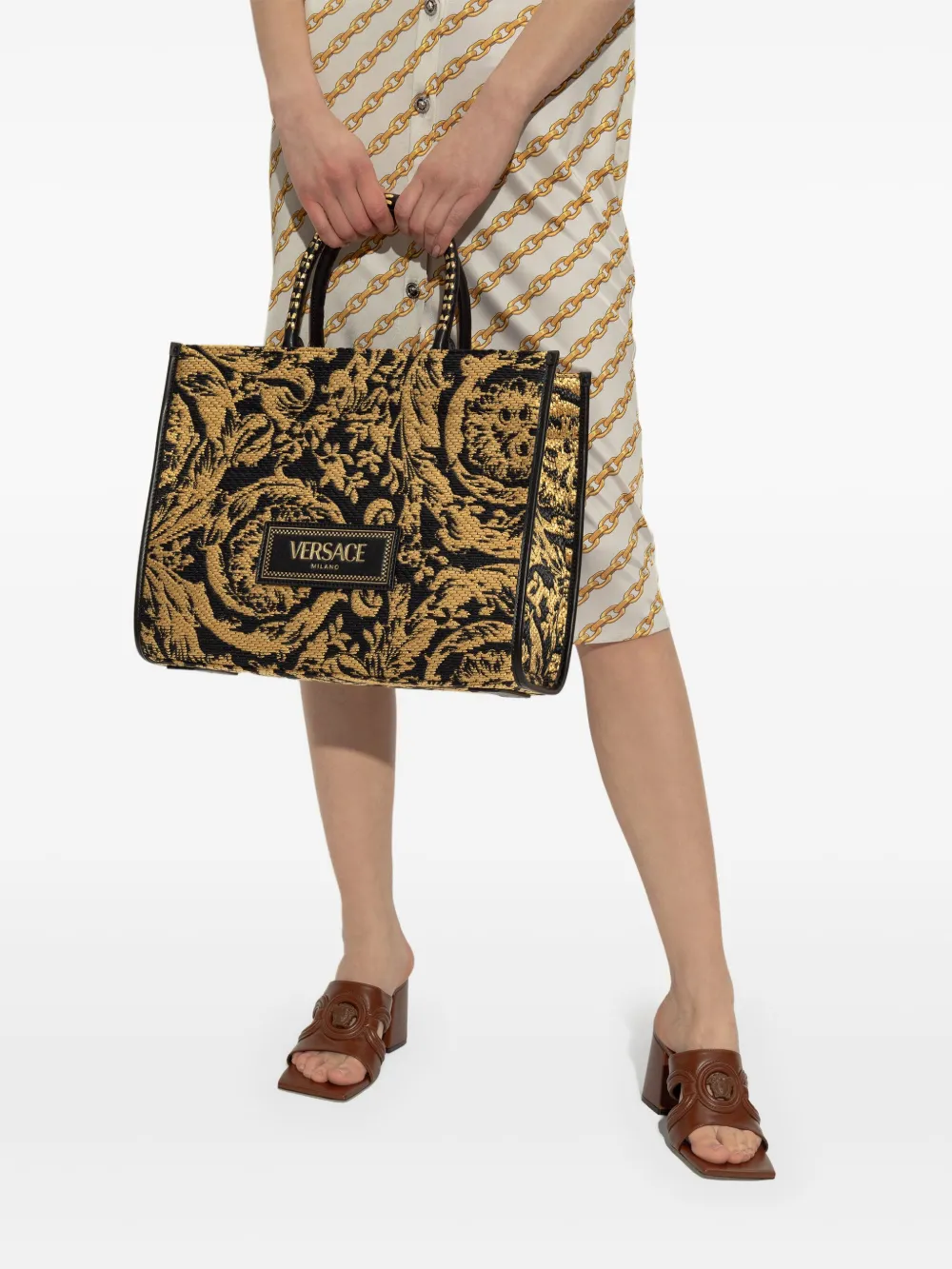 Versace Barocco-print tote bag - Zwart