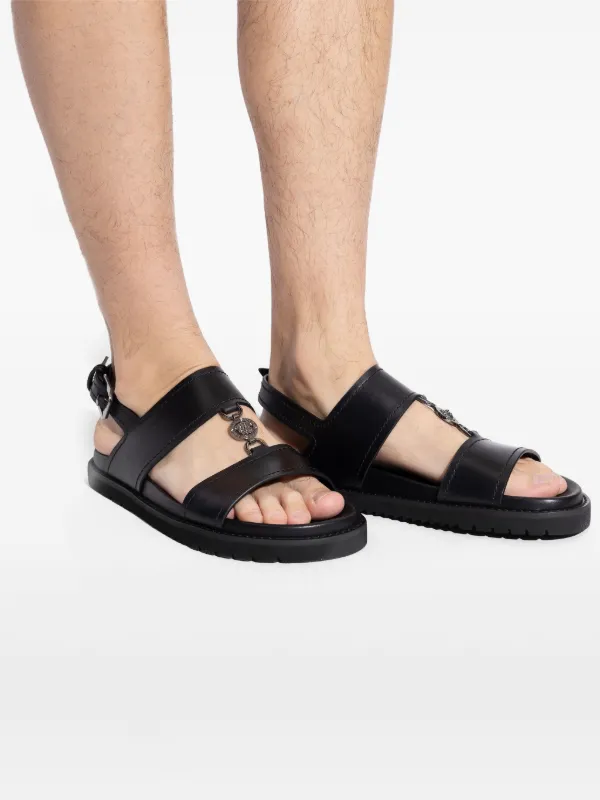 【VERSACE】メデューサレザーサンダル Versace メドゥーサ レザーサンダル | ブラック | FARFETCH JP
