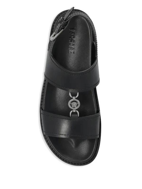 サンダル VERSACE Sandals - Versace - Leather - Black Leather sandal Versace Black size 36 EU in Leather - 42755441