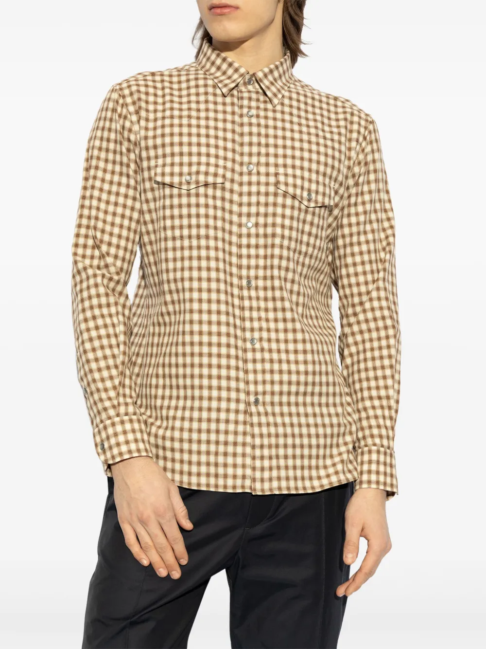 TOM FORD Geruit overhemd Beige