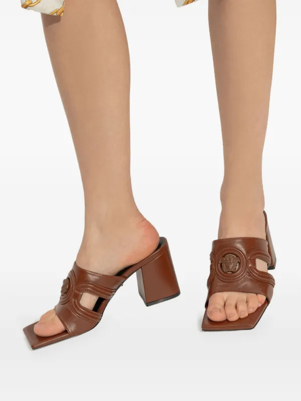 Versace 70mm Medusa Sandals | Brown | FARFETCH
