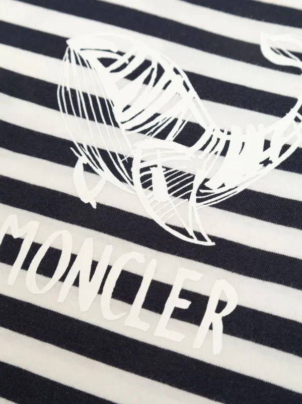 Moncler Enfant ストライプ Tシャツ | ブルー | FARFETCH JP