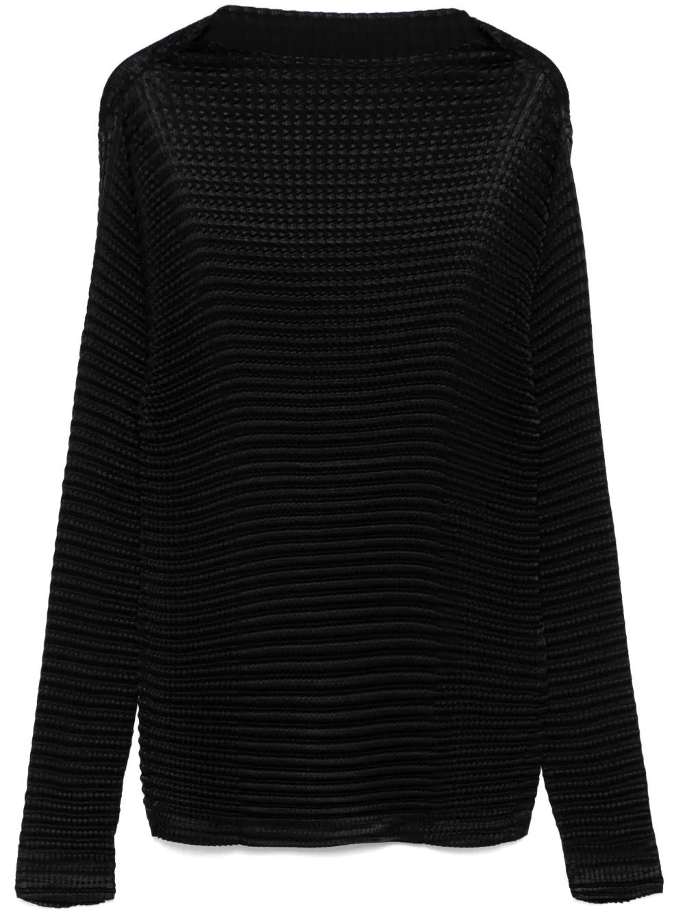 Issey Miyake Suède geplooide top Zwart