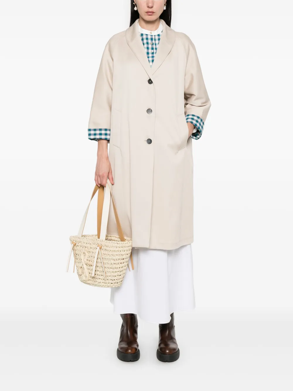 Forte Forte Trenchcoat met verborgen sluiting - Beige