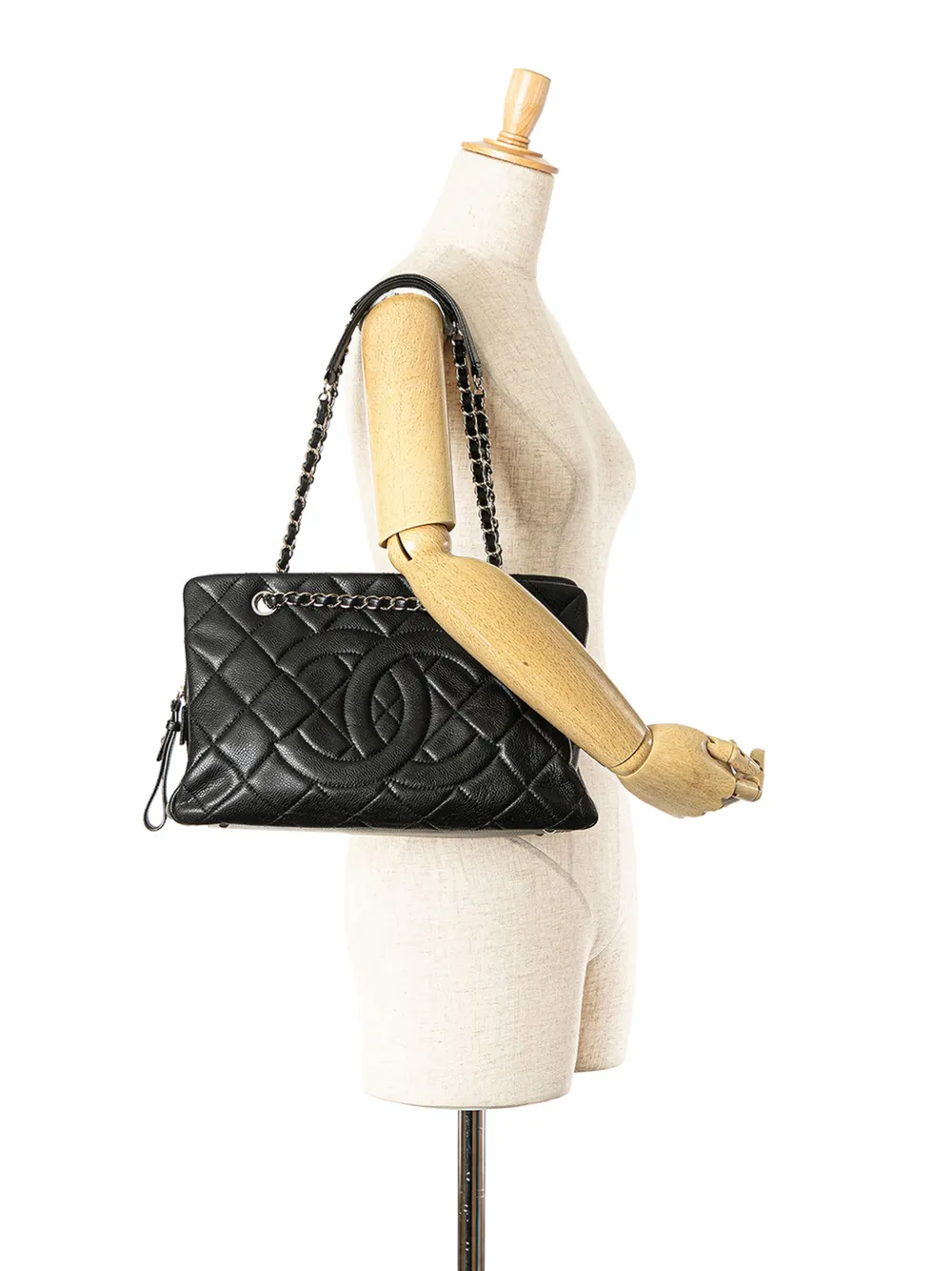 CHANEL Pre-Owned 2011 CC Quilted Caviar Chain tote bag - Zwart