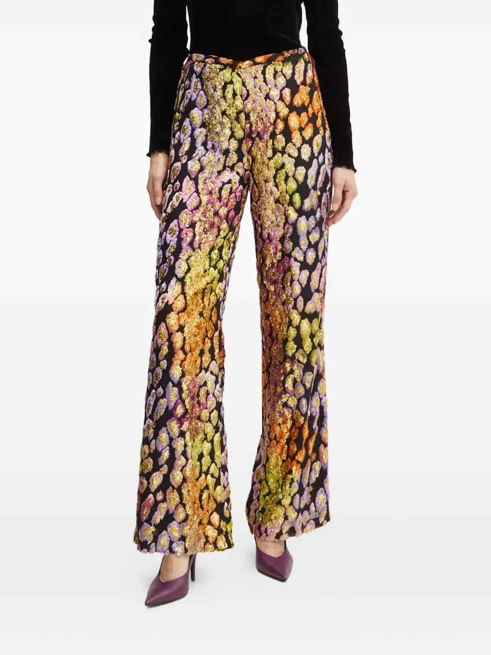 Forte Forte metallic leopard-pattern trousers | Black | Image 1