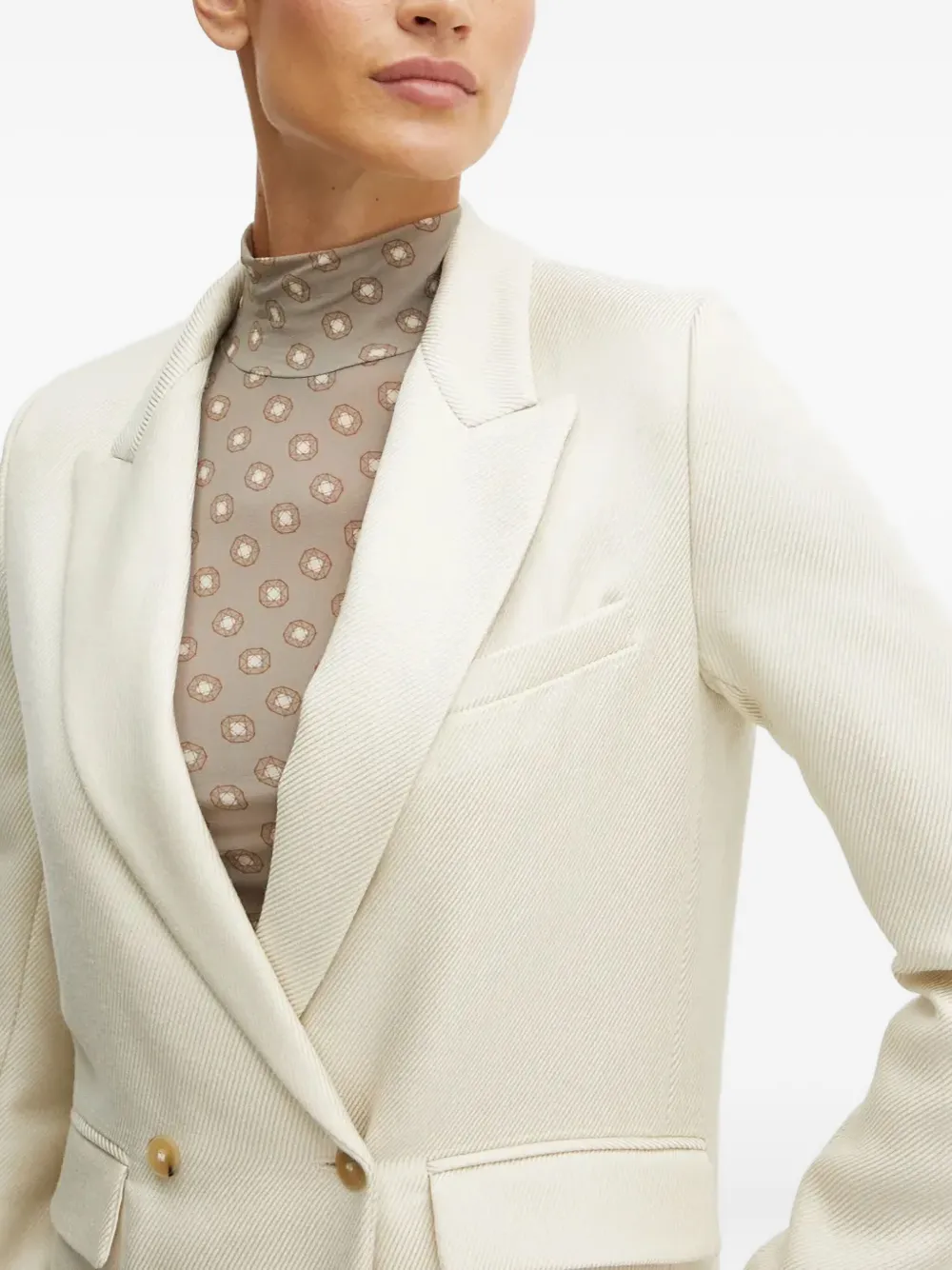 Forte Forte Double-breasted Twill Blazer In Neutral