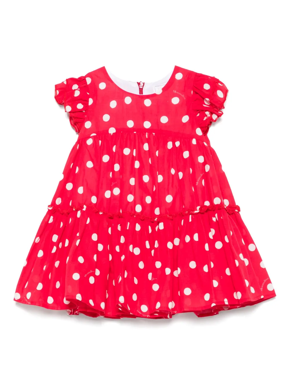 Monnalisa Mousseline jurk met stippen Rood