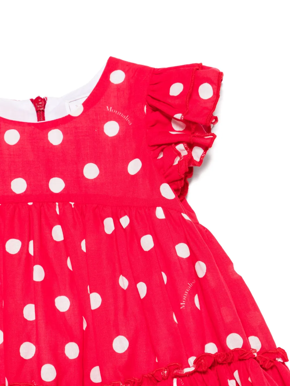 Monnalisa Mousseline jurk met stippen Rood