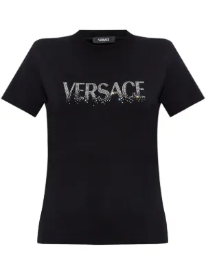 Tシャツ・カットソー VERSACE Women Tops 78HAFM07 CMN45G89 BLACK Women's Designer T-shirts & Luxury Tees | VERSACE US
