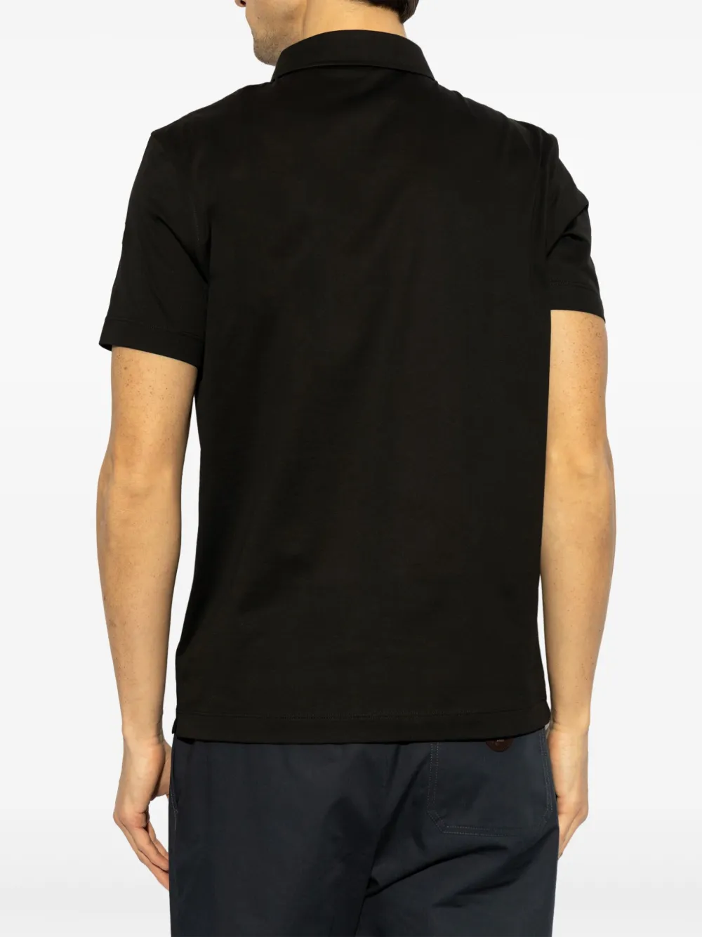 Shop Moncler Cotton Polo Shirt In Black
