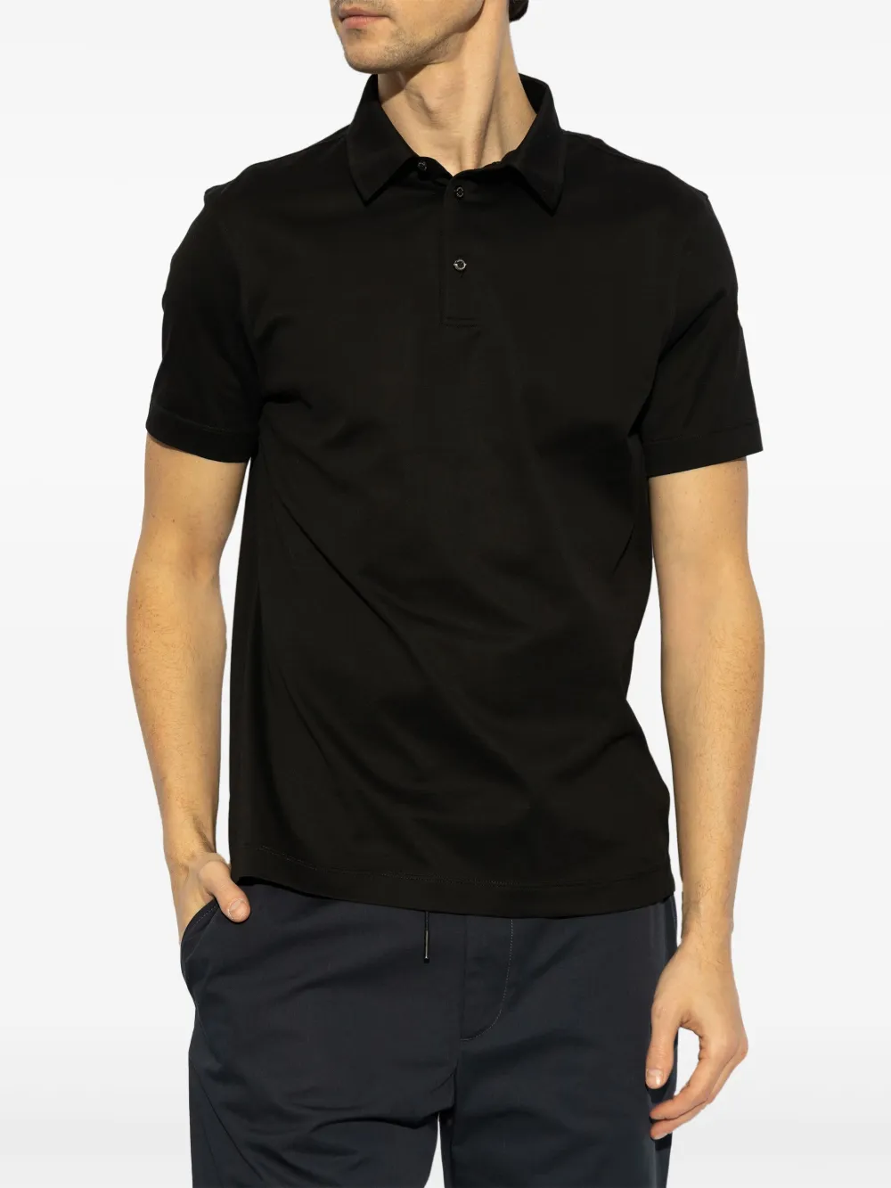 Shop Moncler Cotton Polo Shirt In Black