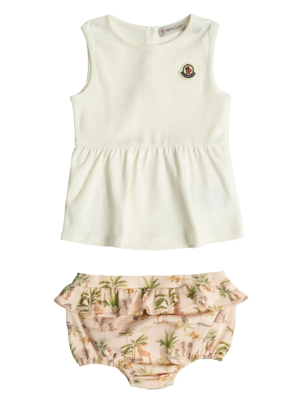 Moncler Enfant コットン ワンピース - ホワイト Moncler Enfant コットン ワンピース - ホワイト