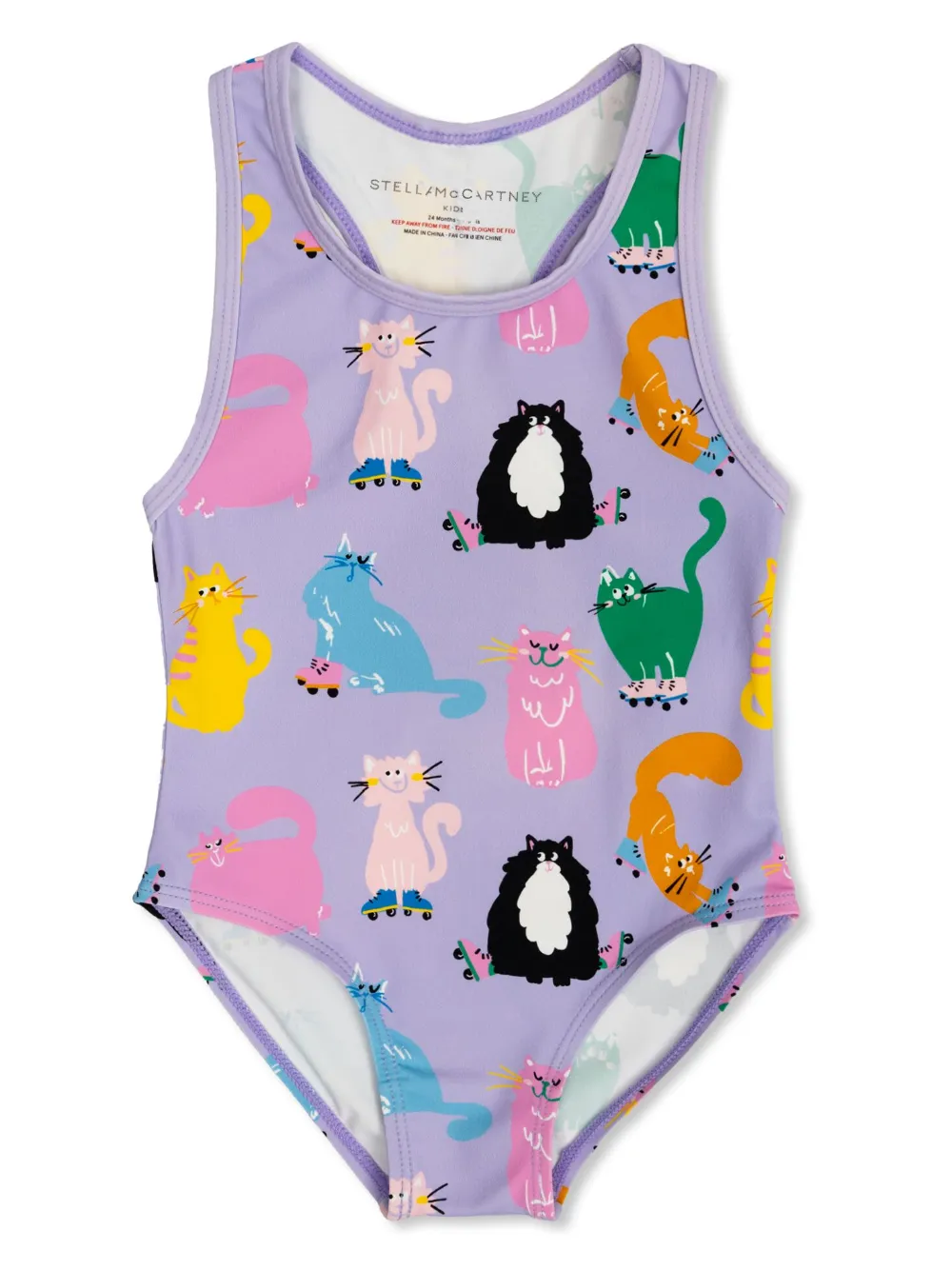 Stella McCartney Kids Badpak met kattenprint Paars