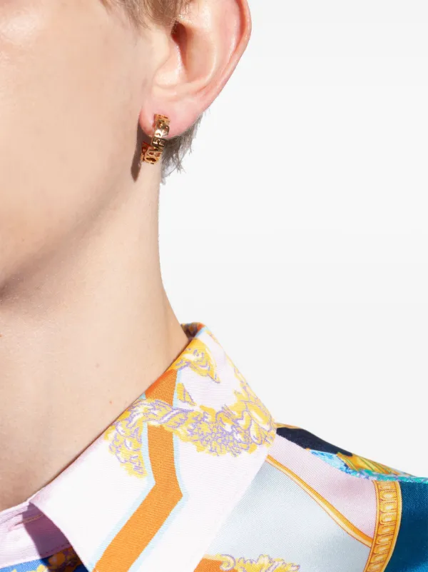 VERSACE フープピアス ゴールドトーン VERSACE ゴールドトーン グレカ フープピアス 人気 (VERSACE