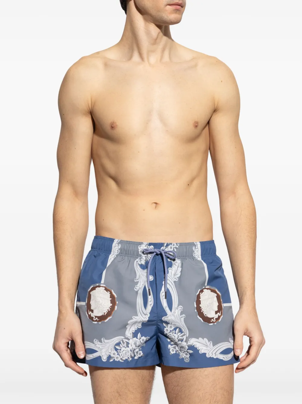 Versace Barocco-print swim shorts - Blauw