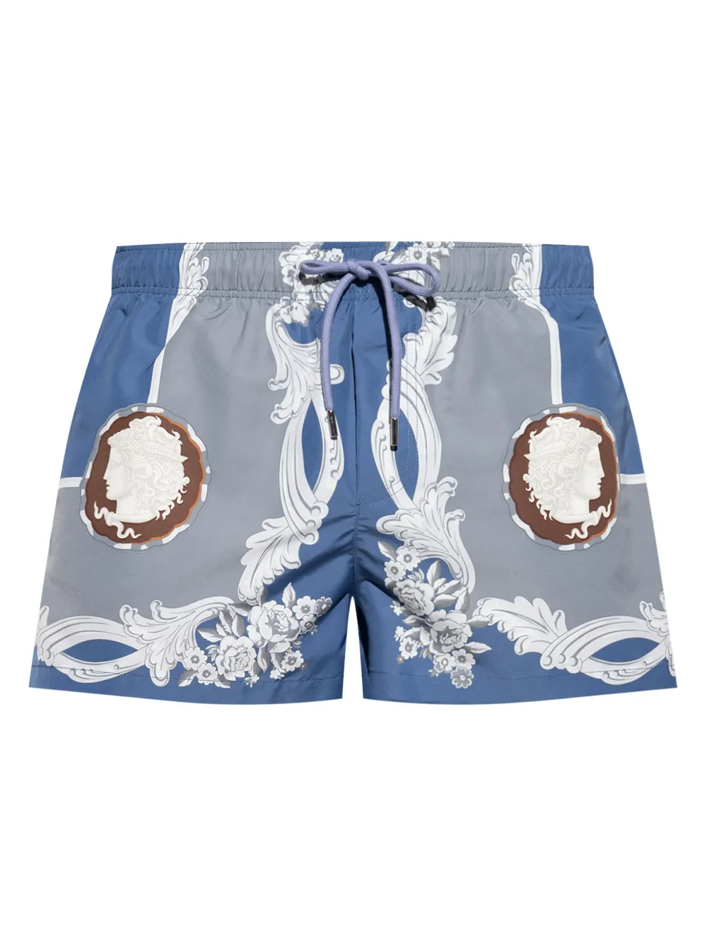 Versace Barocco-print Swim Shorts In Blue