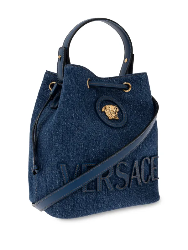 Versace La Medusa Denim Bucket Bag | Blue | FARFETCH