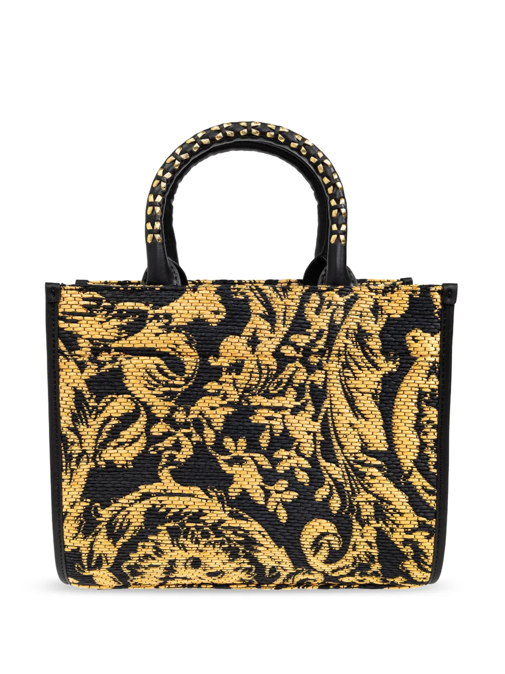 Versace Barocco Athena kleine raffia shopper Zwart