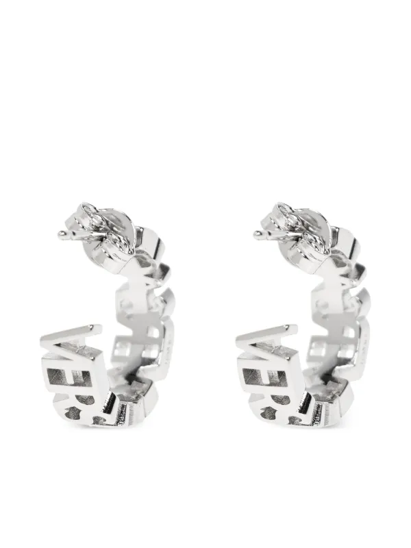 Versace logo-lettering Hoop Earrings | Silver | FARFETCH ID