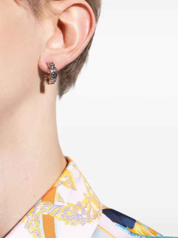 VERSACE シルバー フープ ピアス Versace グレカ フープピアス | シルバートーン | FARFETCH JP